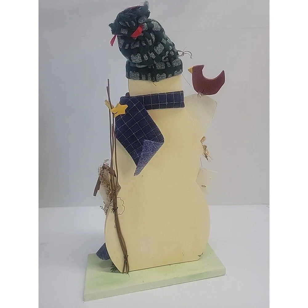 Vtg Wooden Winter Snowman‎ Decoration 14